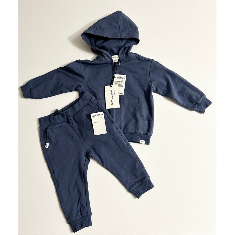 Miles the Label Kids 2PC Zip Hoodie Jogger Pants Tracksuit Set Blue 9M NWT
